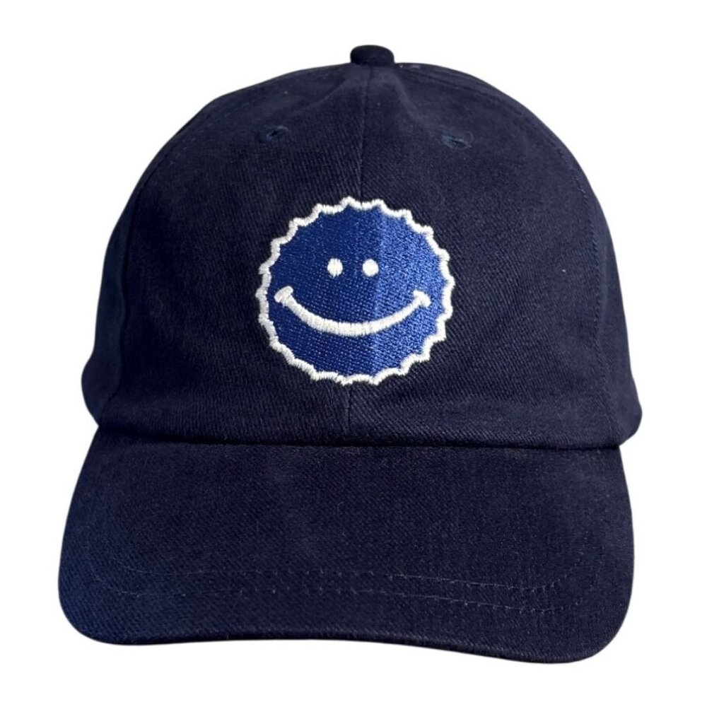 Labbatt's Blue Hat 90s Navy Strapback Smiley Face Beer Bottle Promo Kalson Vtg
